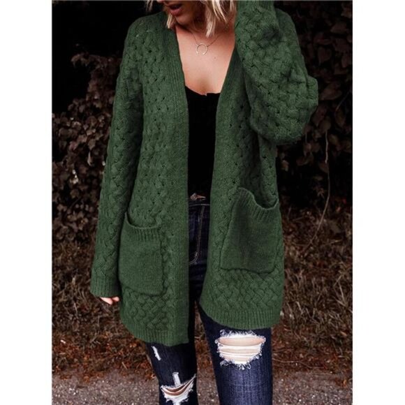 Women's 2024 Fashion Casual Open Front Long Sleeve Chunky Cable Knit Cardigans - Picture 3 of 6